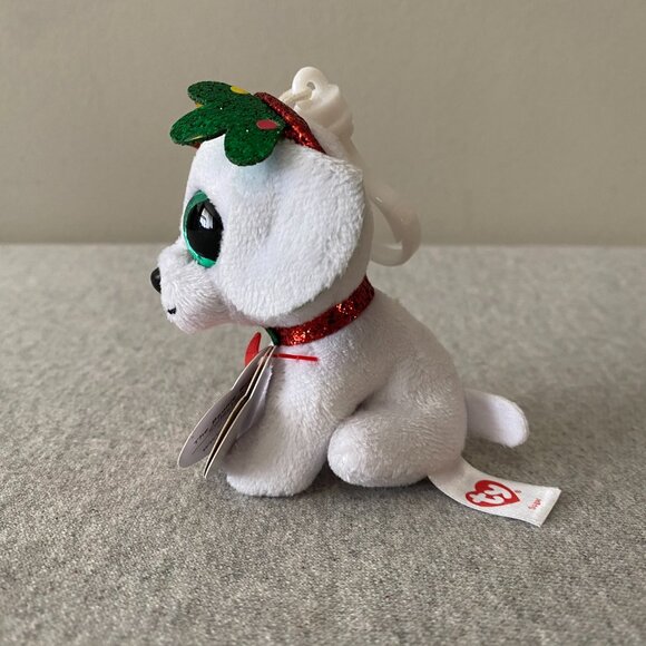 NWT Ty Beanie Boos Key Clip Sugar the Christmas Holiday Dog 4" 2019 - Picture 4 of 15